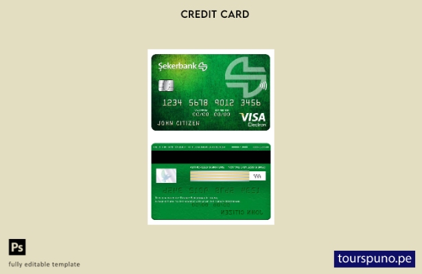 listo para imprimir plantilla de tarjeta electrónica visa Sekerbank de Turquía